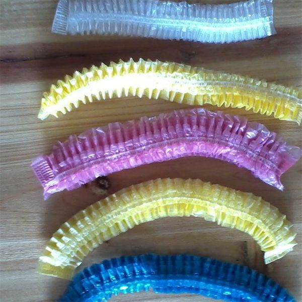 

disposable plastic bath cap haircut and dyed headwear stripes shower hat waterproof oil drainage headgear bathroom l supplies 3mf b2