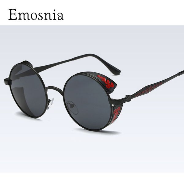 

emosnia matal frame steampunk sunglasses man round vintage brand designer ladies sunglass women mirror feminino, White;black