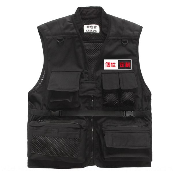 

multi-карман холст печать весной и осенью холст жилет мужчин и женщин же инструменты фотографии рыбалки жилет, Black;white