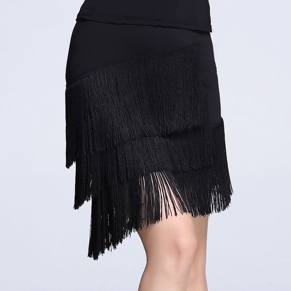 

stage wear latin dance skirt women's large size fringed for girls cha rumba samba fringe practice clothing, Black;red