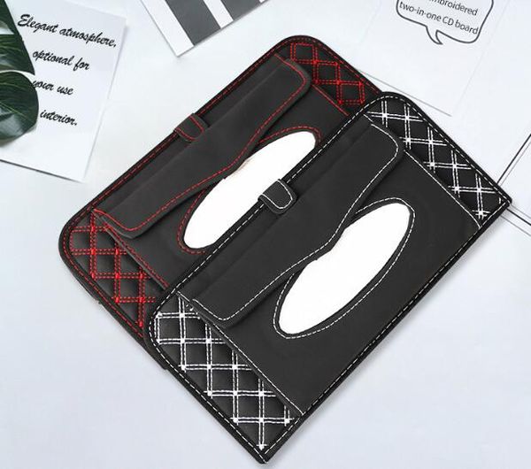

car tissue box pu leather sun visor type tissue boxes napkin holder auto interior accessories