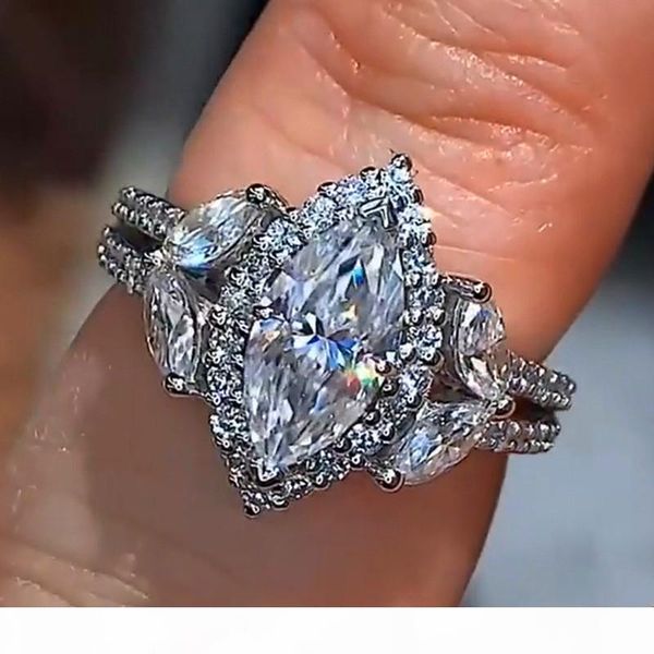 

симпатичные моды женский кристалл циркона камень кольцо 925 серебро ювелирные изделия венчания кольца promise помолвки для женщин 2019 новый, Slivery;golden