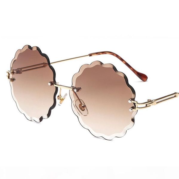 

yu xu new flower-shaped frameless cut-edge sunglasses women brand designer sunglasses fashion personality decorative round sunglasses h100, White;black