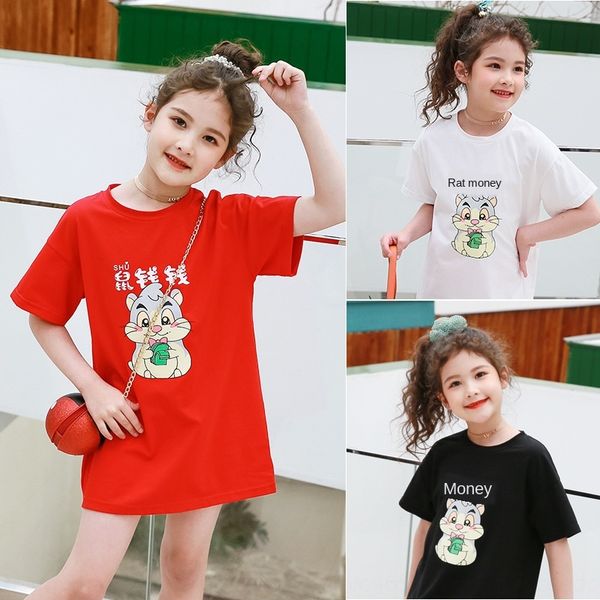 

футболка 4mwvp износа девушки с короткими рукавами 2020 новый корейский стиль детская одежда юбка длинная юбка средней и большой детской сре, Blue