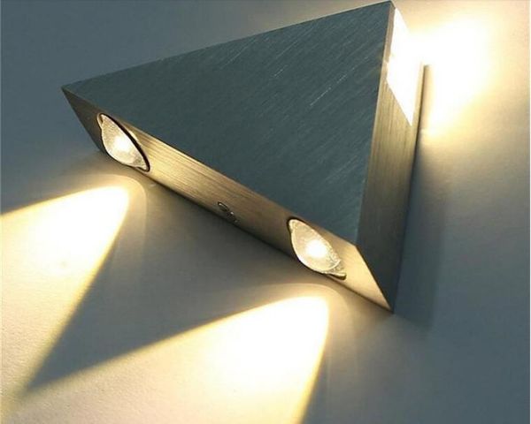 

led wall lamp 3w aluminum body triangle wall light for bedroom home lighting luminaire bathroom light fixture wall sconce