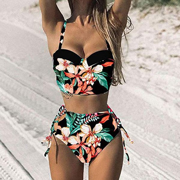

womens swimming costume padded swimsuit push up bikini sets swimwear high waist monokini summer fashion bikini set 3, White;black