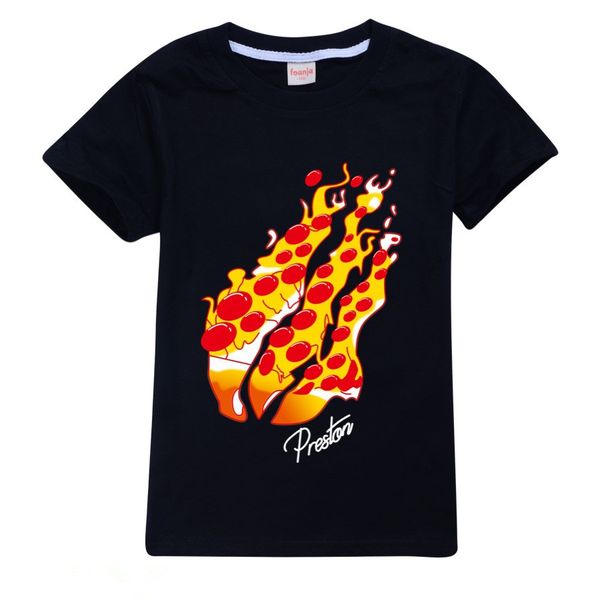 

дети мультфильм prestonplayz пицца shirt короткого рукав хлопок тис футболка для подростков мальчик девочка черного красного, Blue