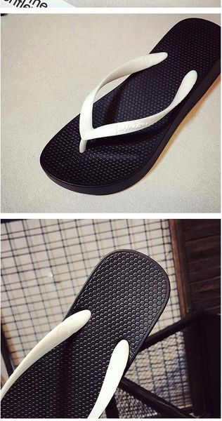 

women's summer slippers with heels 3-5 cm high fashion thick bottom non-slip clip foot splint beach flip-flops women size 36-41, Black