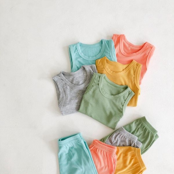 

summer children's modal boys and girls sleeveless outing summer children's vest vest suit modal boys and girls sleeveless outing s, Blue