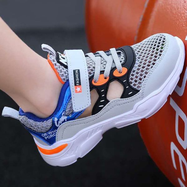 

rdm8l boys' sneakers hollow-out single mesh medium sneakers sandals children's and large children's mesh shoes primary school, Black