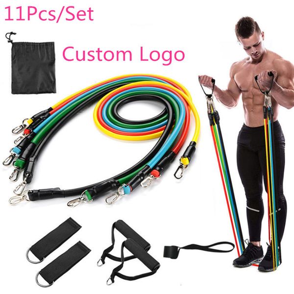 

us stock outdoor sports latex resistance bands workout exercise pilates yoga crossfit fitness tubes pull rope 11 pcs/set