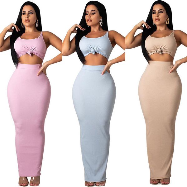 

women crop skirt two piece skirt set women long skirts 2 piece set for women two pieces sets summer women's suits, Gray