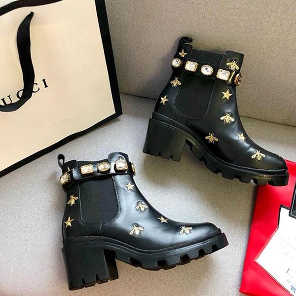 

2020 fashion designer personality womens martin boots,embroidery pattern short boots hook loop womens motorcycle boots size 35-42 00055, Black