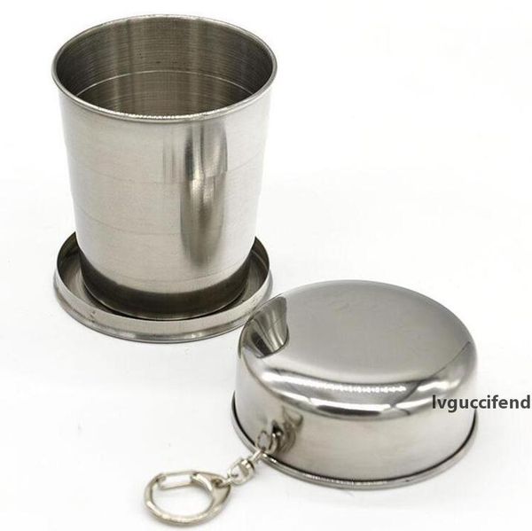 

portable folding cup collapsible mugs metal telescopic keychain mugs 240ml stainless steel portable outdoor travel camping folding ysy109