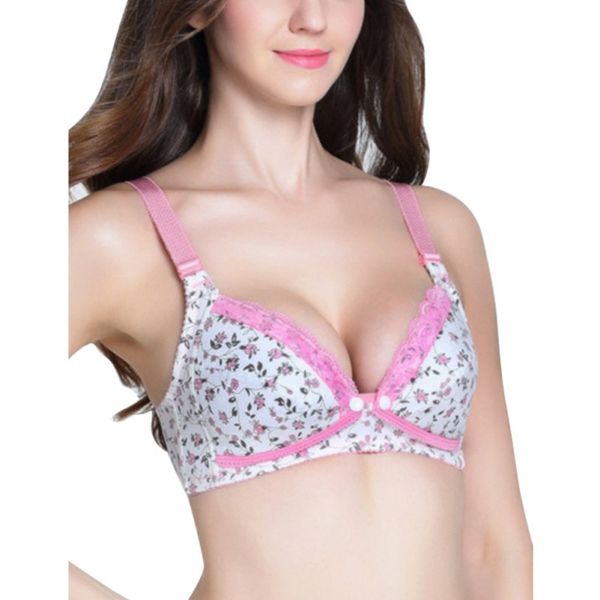 

bras arrival women active bra breast wire lace floral printing underwear push up breastfeeding for clothes, Red;black