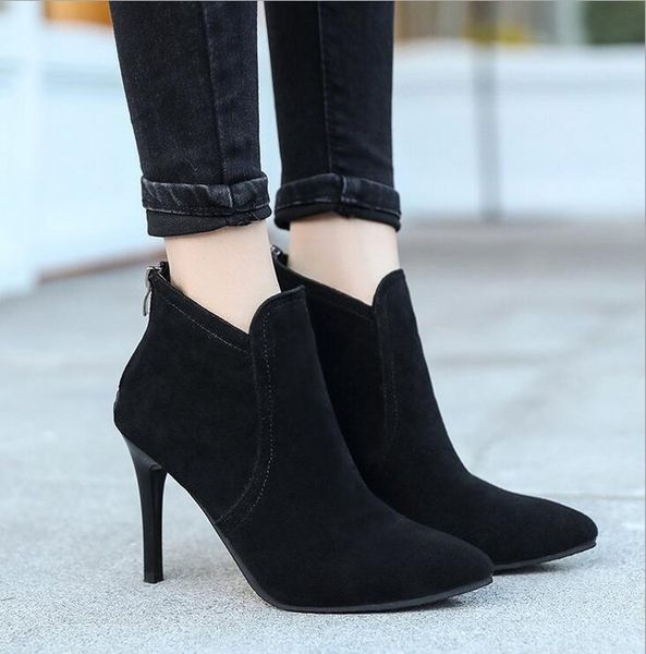 

new short , women high heels, pointed toes, plush , thin heels and all kinds of martin cs05, Black