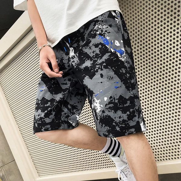 

shorts male summer korean-style trend sports loose thin camouflage beach casual workwear fifth pants men's shorts-40, White;black