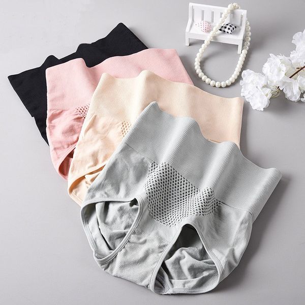 

women's panties 3d warm uterus women cotton underwear abdomen sliming buttock lifting mid high rise brief lady briefs plus size, Black;pink