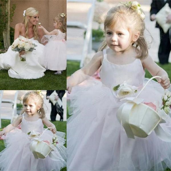 

hand made flower girl dress puffy tulle first communion dresses ankle length pageant ball gown for little girls, Red;yellow