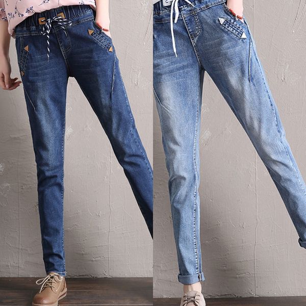 

2020 and pants and jeans autumn new plus plus size jeans women's fat sister loose high waist stretch fashion large size women's pa, Blue
