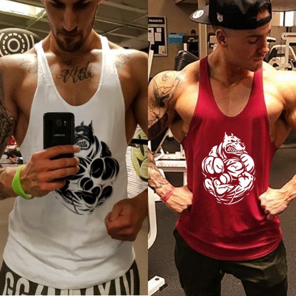 

printed fitness men's cotton i-shaped size loose printed fitness men's cotton i-shaped size loose vest vest, Black