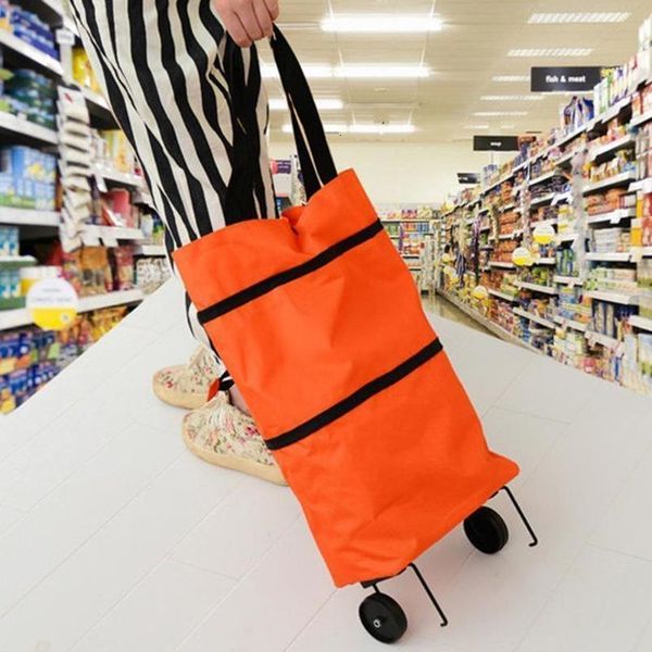 

shopping bag multi function portable fashion folding shopping bag large capacity food organizer trolley bag bolsas