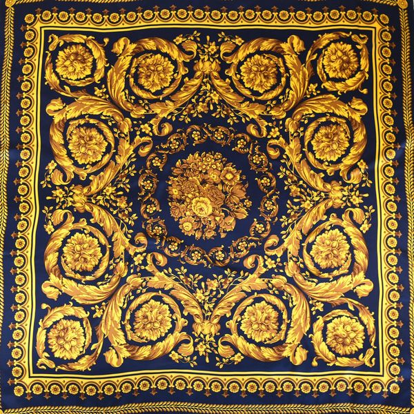 

classical baroque pattern women 100 silk scarf shawl foulard luxury soft soomth touching 108108cm cx200727, Blue;gray