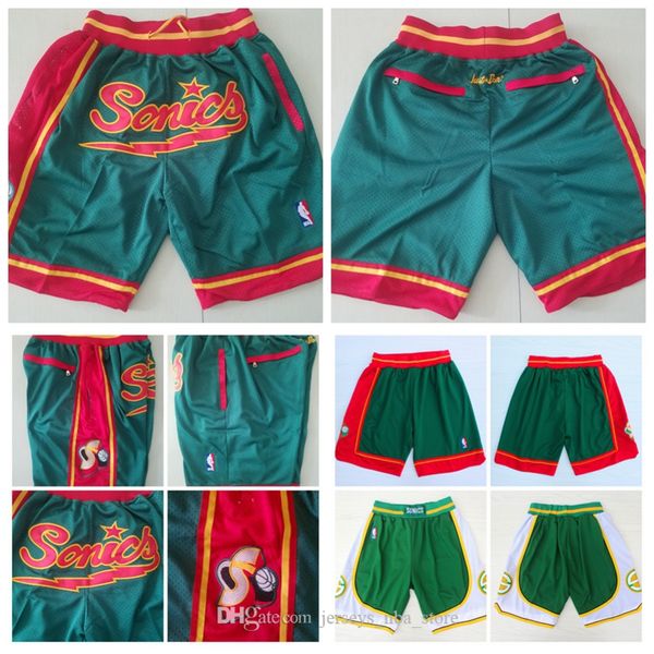 

mens seattle supersonics 35 durant 20 payton 34 allen just don stitched shorts breathable pocket pants sweatpants classic short01 07, Black;red