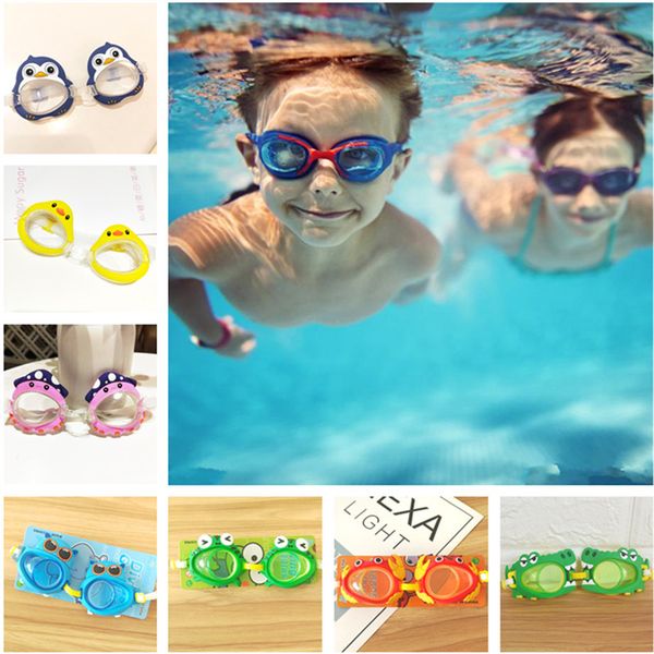

cute kids swimming goggles cartoon print silicone anti fog swimming glasses children diving surfing goggles boys girls diopter goggles, Blue