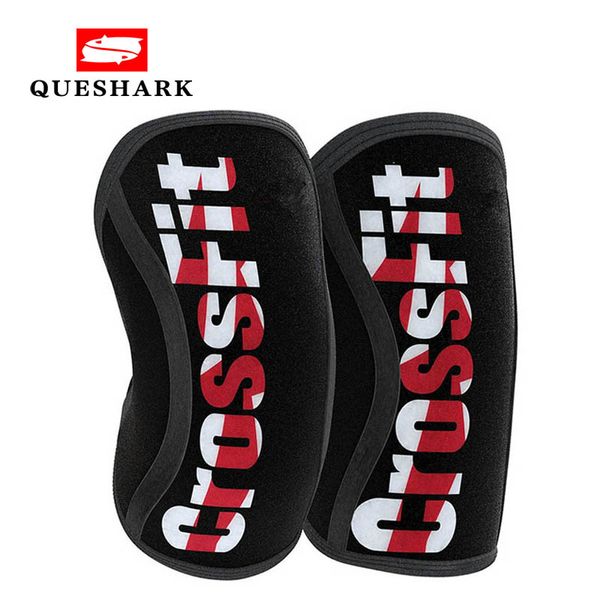 

letter printed 7mm neoprene weightlifting kneepad sports powerlifting crossfit compression knee pads training knee support, Black;gray