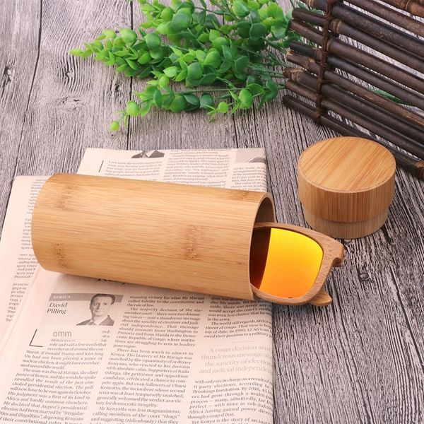 

bamboo case case and wood glasses box cylindrical bamboo handmade glasses box can be carved, Blue