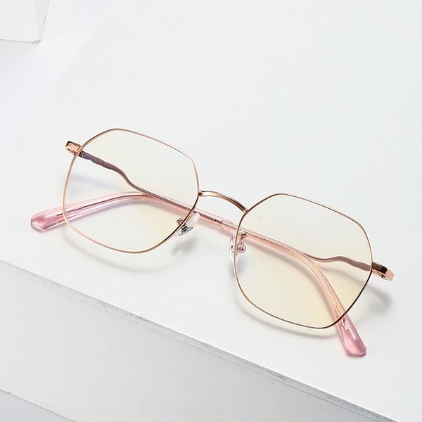 

net red new korean fashion men and women universal plain polygon metal glasses glasses frame, Silver