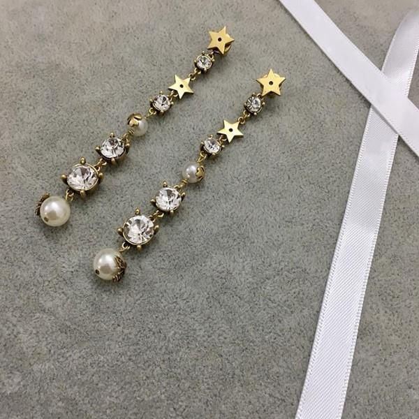 

european and american small bee pearl pendant with diamond designer earrings luxury designer jewelry women earrings, Golden