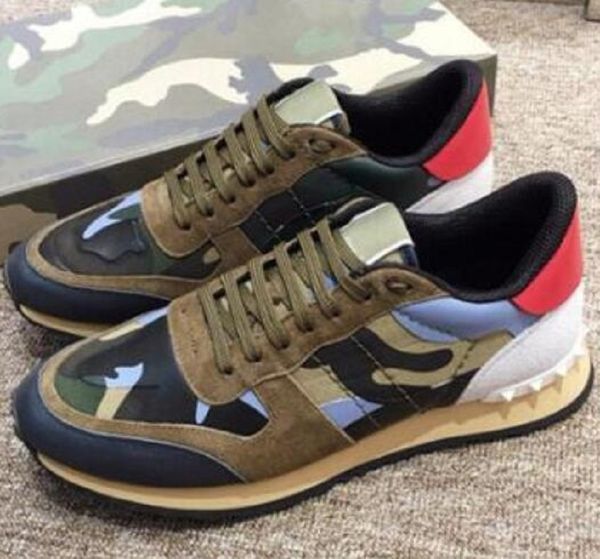 

fashion color camo suede studded camouflage rock runner sneaker shoes for women men stud casual luxury designer shoes sneakers chaussures, Black