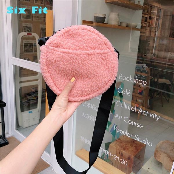 

fashion women shoulder crossbody messenger bag campus cute plush teddy kawaii stuffed crossbody bag girl round bolsa handbag