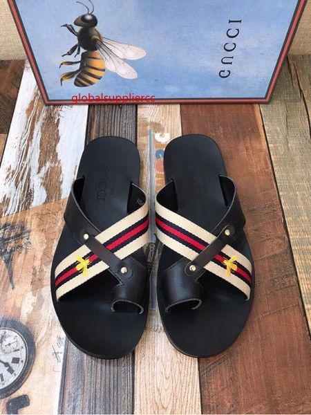 

summer flats slippers sandal 207571 men slippers slippers drivers sandals slides sneakers leather slipper, Black;green