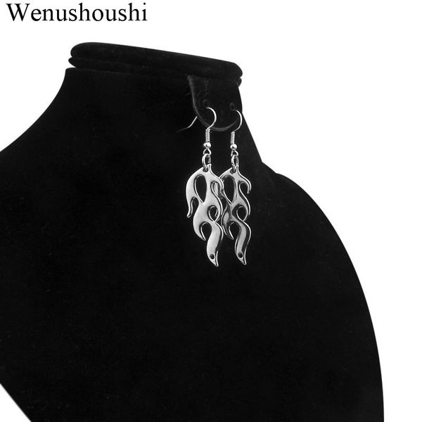 

geometric chic hip hop flame dangle earrings women harajuku flame drop earrings punk accessory rock girls accessories di137, Silver