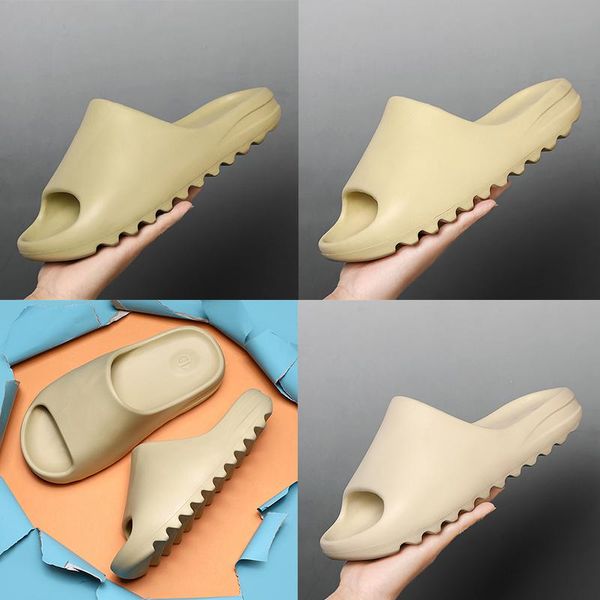 

platform slipper sandal shoes foam runner kanye west earth brown triple beige white resin bone men women luxury designer slides sandals, Black