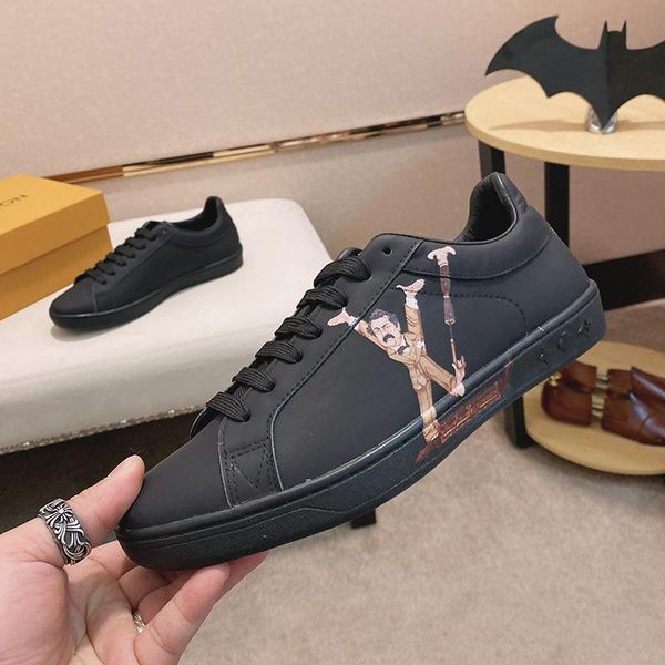 

2020p new luxury design leather printed breathable sports shoes fashion wild mens casual shoes mens banquet shoes size: 38-451, Black