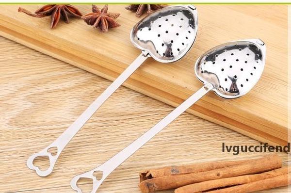 

100pcs/lot stainless steel heart-shaped heart shape infuser strainer filter spoon spoons wedding party gift favor