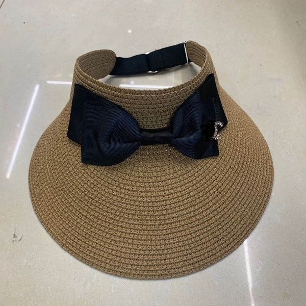 

internet celebrity empty straw fake butterfly fake sun-proof beach hat leisure seaside holiday cap bowknot lafite straw hat, Blue;gray