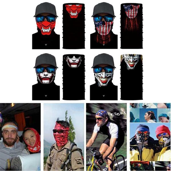 

skull hiking scarves handsome magic turban outdoor fishing seamless sweat-absorbent riding bandana sunscreen turban scarf mask, Black