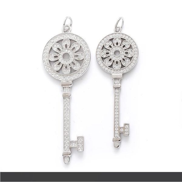 

s925 серебрянные ключи ожерелье лепестки ключ с бриллиантами 100% 925 серебряные ожерелья лучший валентина подарок для женщин, Silver