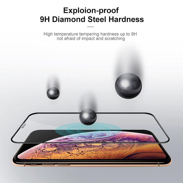 

full cover 9d tempered glass screen protector for iphone 11 11 pro max xr x xs max 9h 0.3mm with retail box for 7 8 plus 6 6s
