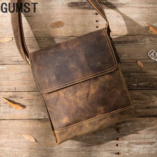 

genuine crazy horse leather original handmade men messenger bag vintage luxury shoulder bag casual message designer body