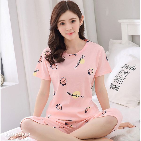 

women cotton pajamas set pyjamas ladies pijama female sleepwear carton girl short sleeved household suit clothing set, Gray