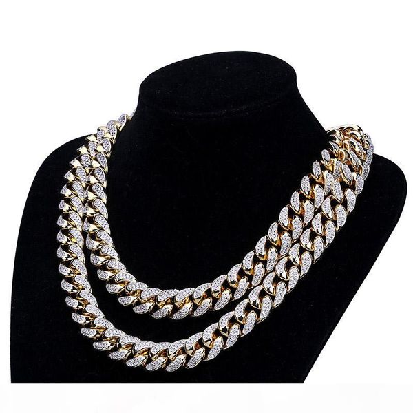 

18mm men hiphop cuban chain 18k gold plated paved full cubic zirconia necklace rapper jewelry cz miami chains, Silver