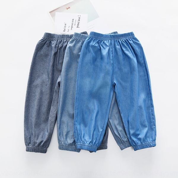 

clothing children's lantern anti-mosquito jeans anti-mosquito tencel jeans girl cotton children's ankle-length pants knicker pants, Blue