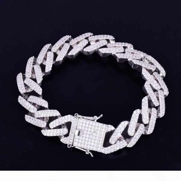 

14mm 6 7 8 9 10inches cuban link chain bracelet micro pave cubic zircon iced out hiphop jewelry for male, Black