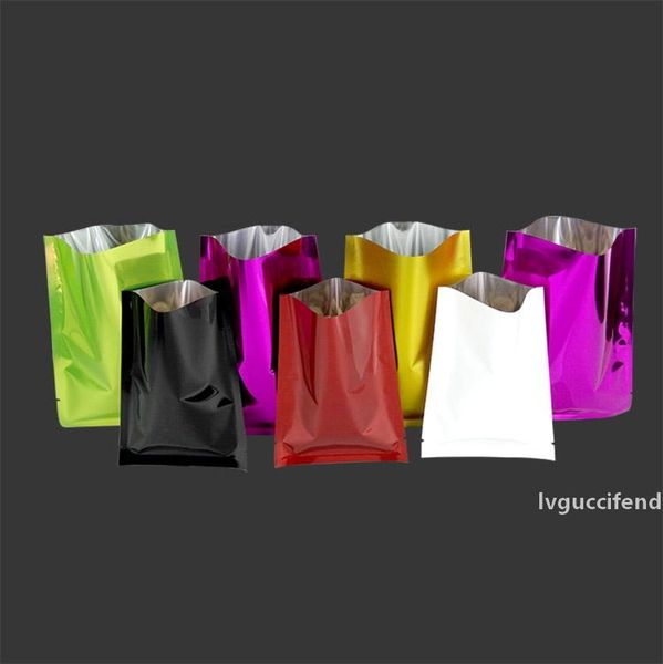 

200pcs matte/ glossy colorful open aluminum foil heat seal packaging pouch vacuum coffee flat pocket packing bag retail